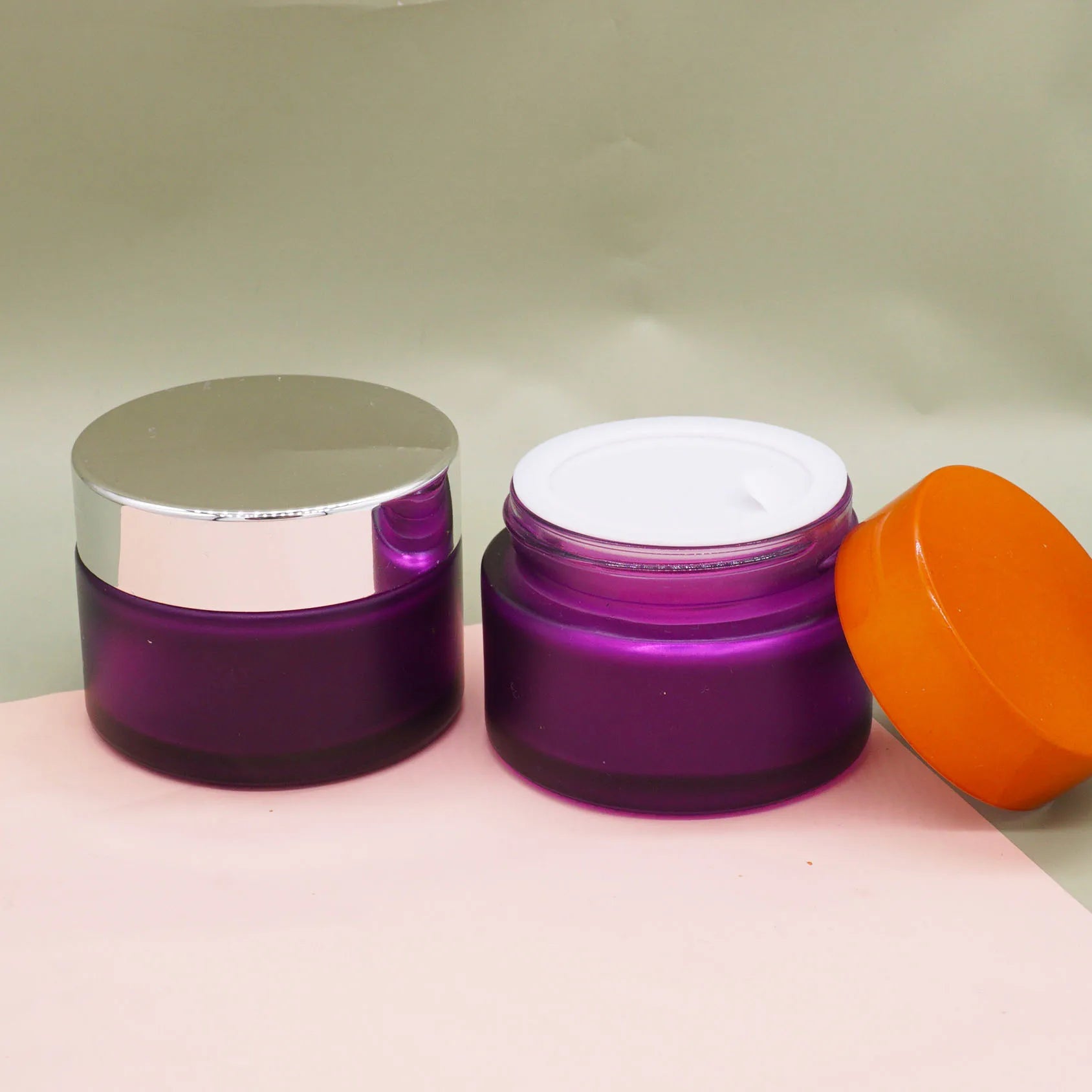1.7 Ounce Frosted Purple 100ml 4oz Glass Jars for Body Butter