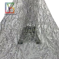 New Luxury French Silver Wedding Bridal Glass Beaded Lace With Sequins Embroidery Tulle Lace Dress Fabric