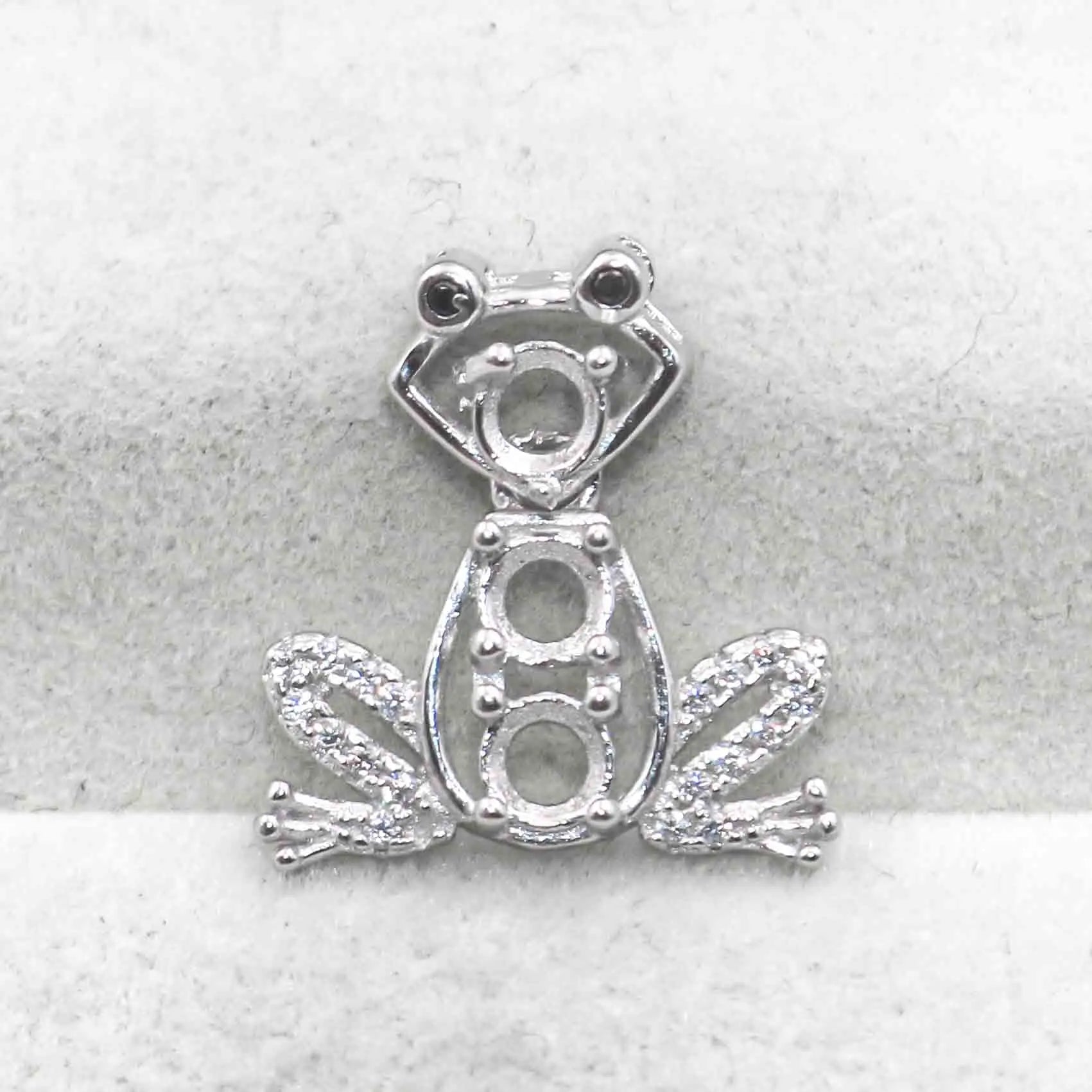 Sterling Silver 4*4mm Semi Mount Pendant Empty Frame Blank Support Setting S925 Base Holder Without Center Stone for DIY Inlay