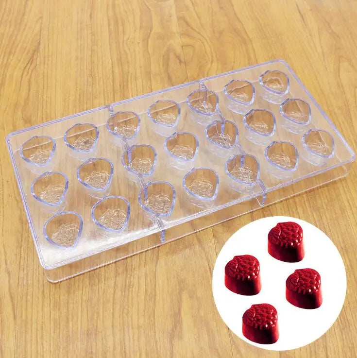 HY 3D Strawberry Shape Plastic Chocolate Mould for Candy Jelly Baking