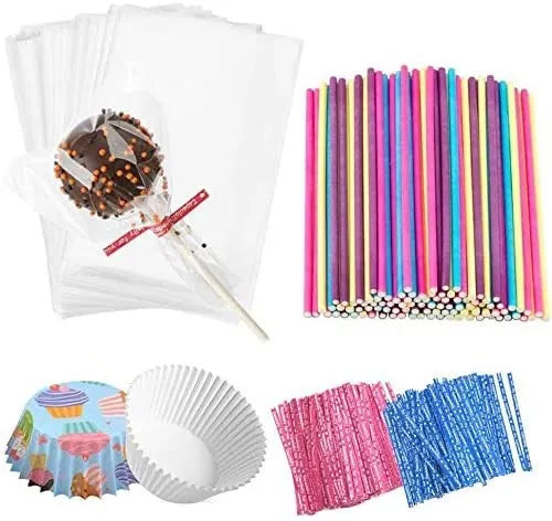 2025  Hot Sale 300 Pcs Lollipop Stick Cotton Candy Lollipop Paper Lollipop Packaging Bag Root Tie Silk for Candy Tools
