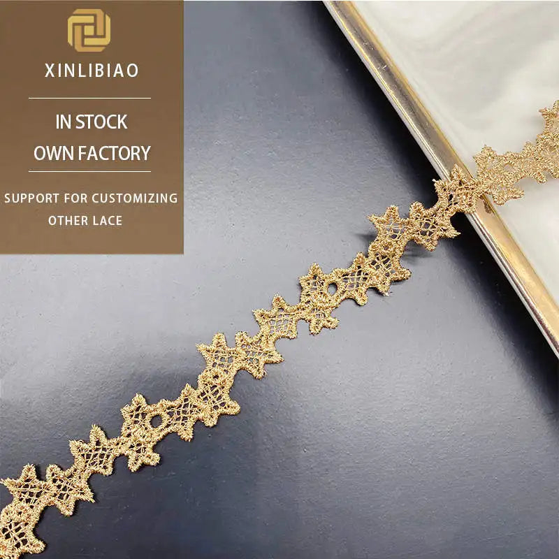 Star Shape Gold Thread Water Soluble Lace Small bar Code Cuff Accessories Clothing Accessories Metal Thread Lace