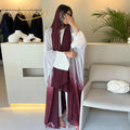 Hafizah 2026 Dubai Luxury Ombre Print Chiffon Muslim Open Abaya 2 Piece Set Modest Outfit