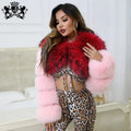 New Fashion Women Real Fox Fur Sleeves Winter Natural Raccoon Fur Coat Two Fox Fur Sleeves