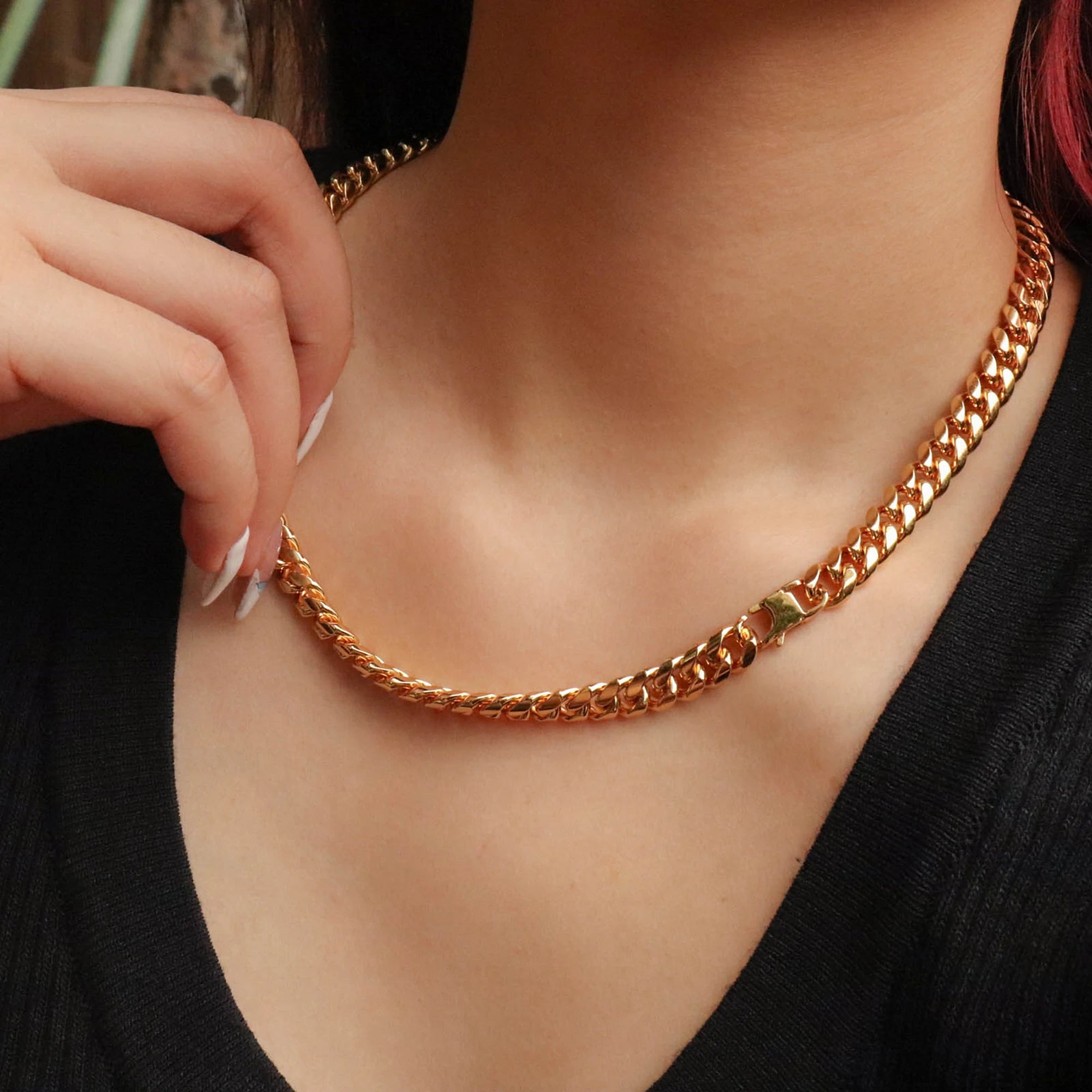 Chris April in Stock PVD Gold Plated 316L Stainless Steel Minimalist Strand Chain Necklace for Women