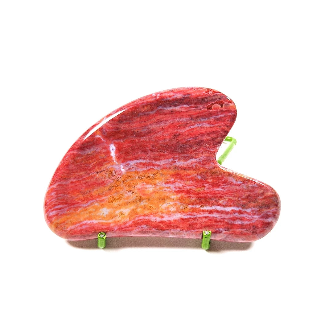 Huiying Chinese Heart Tool Facial Mookaite jasper Handmade Scraping Beauty Massager Crystal Guasha Plate
