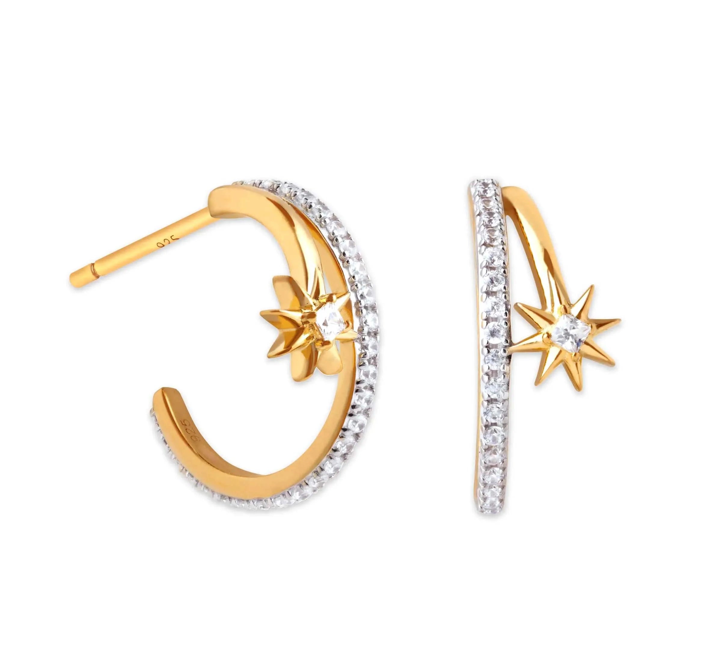 Milskye Engagement Jewelry Fashion Fine for Women 925 Silver 18K Gold Cosmic Illusion Crystal Hoops Earrings