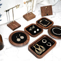 New Arrival Walnut Wood Jewelry Display Stand Elegant Walnut Wood Jewelry Tray for Necklaces and Earrings for Jewelry Stores