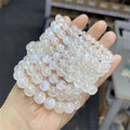 New Arrivals 7-9mm Crystals Healing Fashion Jewelry Natural Stone Blue Flash Moonstone Elastic Bracelets for Gift