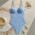 One Piece Swimsuit Women Beaded Strap Sweetheart Push up Tummy Control Slimming Bodysuit Swimwear for Beach Vacation