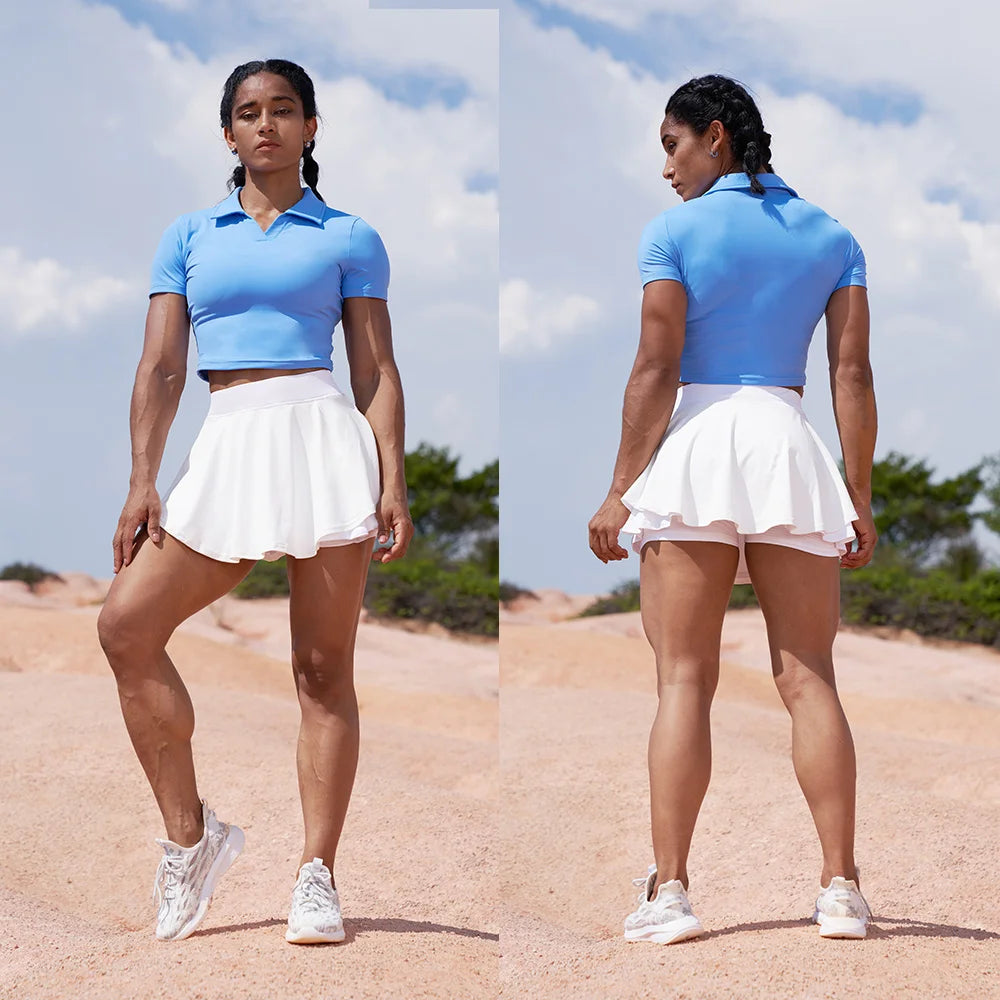 Quick Dry Nylon Spandex Yoga Cycling Skirt Wear Ladies Cycling Shorts Yoga T-shirt Sports Skirts Shorts Sets