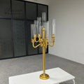 ZT-271G Wedding Table Candle Holder Centerpiece 9-Arm Gold Plated Crystal Candelabra Wedding Supplies Crystal Candle Jars