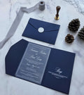 Royal Blue Doc Pocketfold Invitation Wedding Card Clear Acrylic Marriage Engagement Invitations Suite