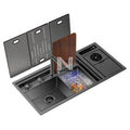 TD Handmade Square Smart Kitchen Sink 38.5x17.7inch-304 Stainless Steel Double Hidden Sink Digital Touch Panel Cup Washer MegaBDM