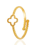 Fashion Jewelry Engagement Ring 18K Gold Plated Ring With Four Leaf Opening Adjustable Ring for Gift