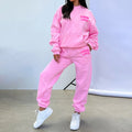 L230720 Manufacturers OEM Custom LOGO Embroidery Emboss Fleece Pink 3d Puff Print Pullover Oversized Hoodie And Joggers Set