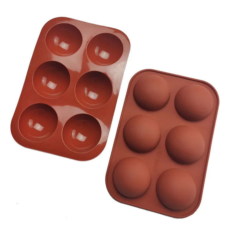 Heat-Resistant Ice Cream Round Hemispherical Silicone Baking Pan 6 Cavity 3D Cake Mold for Baking Half Ball Chocolate Mould