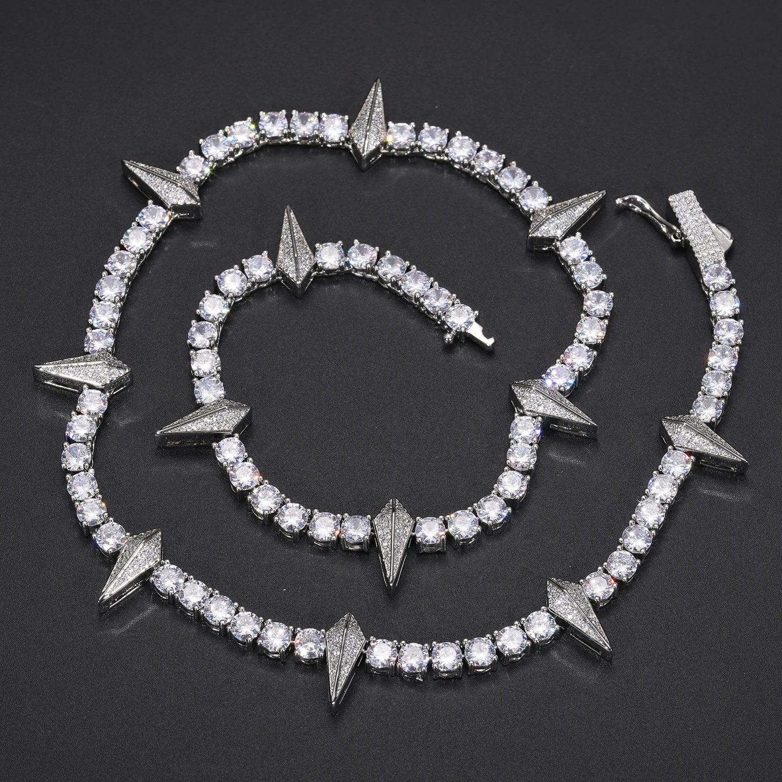 Fine Jewelry Bling 5mm White Gold Plated 925 Sterling Silver VVS Moissanite Diamond Iced Out WAKANDA Tennis Chain Necklace