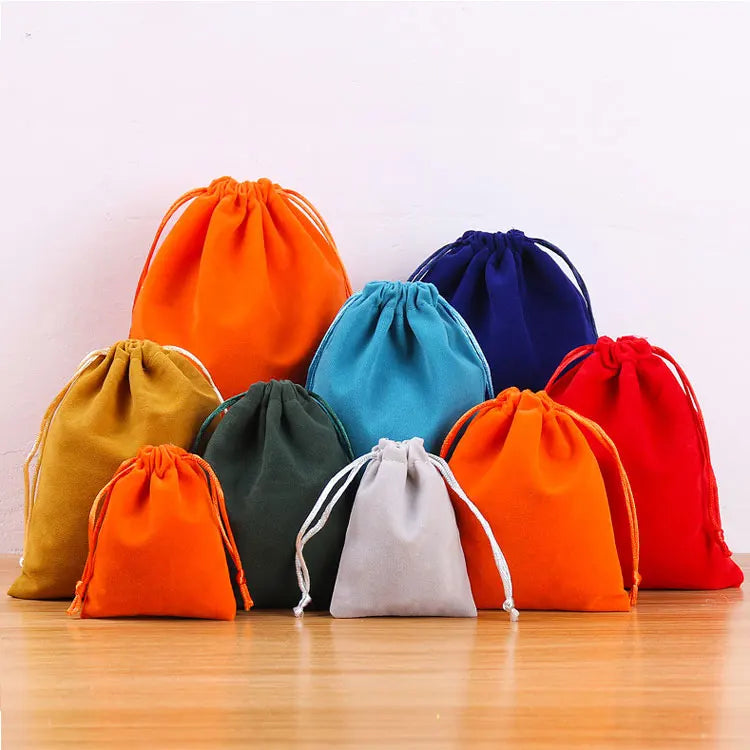 SC Factory Wholesale Power Bank Earphone Jewelry Velvet Pouches Custom Logo Color Necklace Rings Gifts Drawstring Velvet Bags