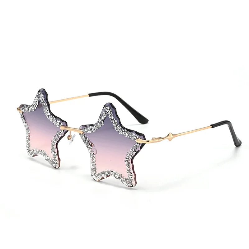 Popular 2026 Frameless Copper UV400 Lightweight Durable Comfortable Fashion Cheap Women Five Star Sunglasses