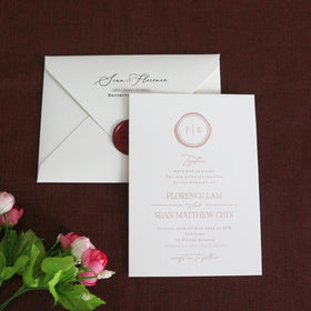 Elegant Style Cotton Card Stock Letterpress Printing Wedding Invitation Cards With Envelope and Wax Seal