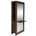 Barbershop Hair Salon Equipment Double Sided Hair Brown Mirror Salon Station Mirror Styling Station