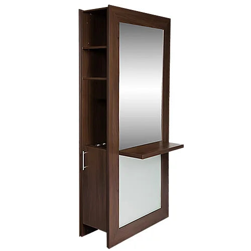 Barbershop Hair Salon Equipment Double Sided Hair Brown Mirror Salon Station Mirror Styling Station
