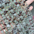 Healing Stone Smooth Loose Round Gemstone Beads Green Phantom Quartz Crystal Strand for Bracelet DIY Jewelry Making