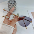 2 in 1 Photochromic Glasses Anti Radiation Cat's Eye Rimless Glasses for Women Anti Blue Light Phototropy Metal Glasses Frame