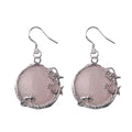Gemstone Dragon Wrap Pendant Earrings Cylinder Crystal Round Earrings Chakra Reiki Healing Pendant for Men and Women