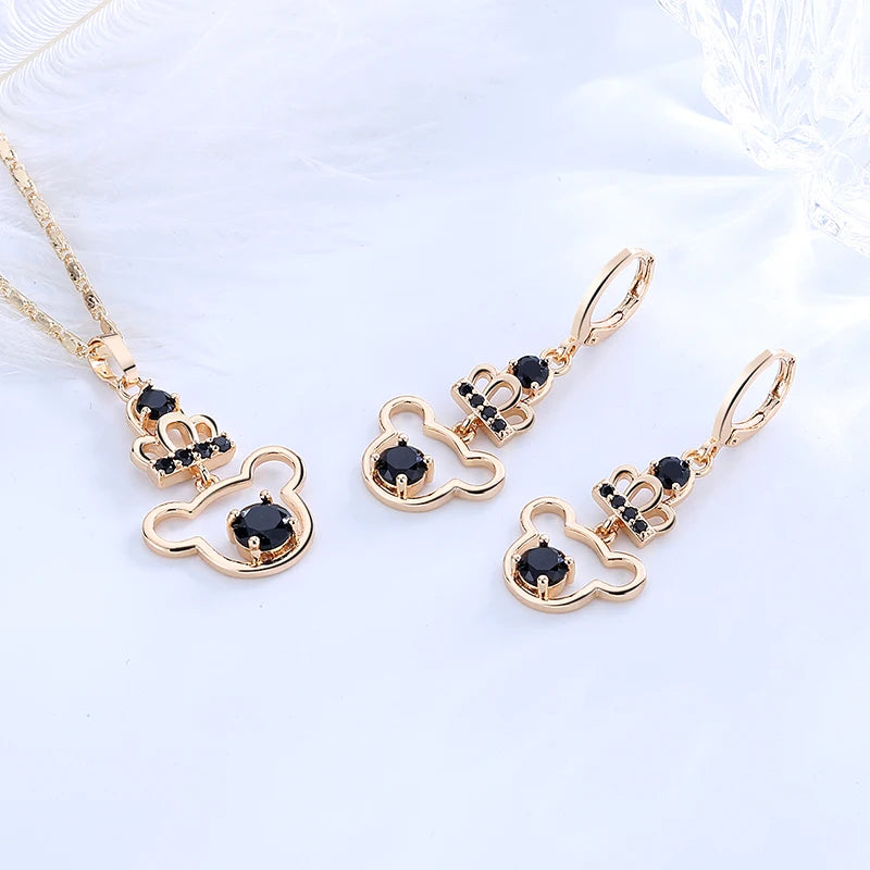 Hengdian Wholesale Fashion Original Jewelry Gift Brass 18K Gold Plated Zircon Stone Necklace Jewelry Sets for Women