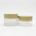 Hot Selling Glass Scrub Body Butter Container 50g 100g Cosmetic Frosted Jar Glass with Bamboo Lid Cosmetic Skincare Cream Jars