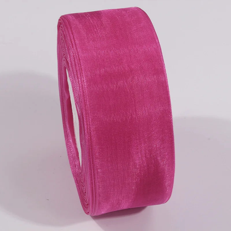 Hot Sales 25mm  Shiny Gold or Silver Gloss Glitter Snow Gauze Belt Satin Ribbon for Clothing Headwear or Packaging Decoration