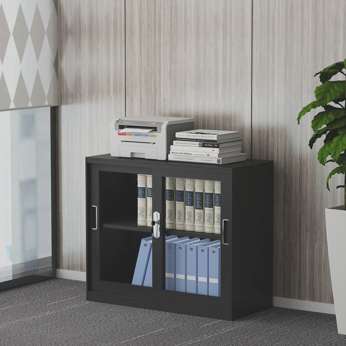 Morgie Customized Sliding Glass Door Steel Filing Cabinet Metal Storage Metal Office File Cabinet 2 Doors Filing Cabinets MegaBDM