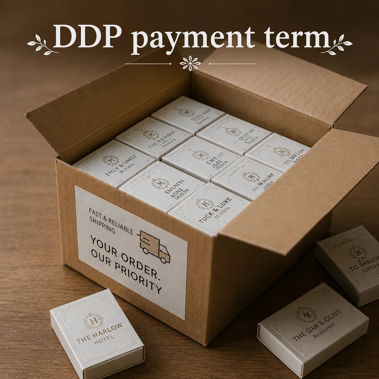 Wholesale Eco-Friendly Recyclable Custom Matchboxes Glossy Lamination Weddings Restaurants Events Fast Reliable Shipping