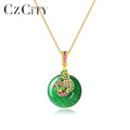 CZCITY Jade Stone Necklace Jewelry Ladies Trendy Fashion 925 Sterling Silver in Bulk Necklace Jadeite Jade Pendant Necklace