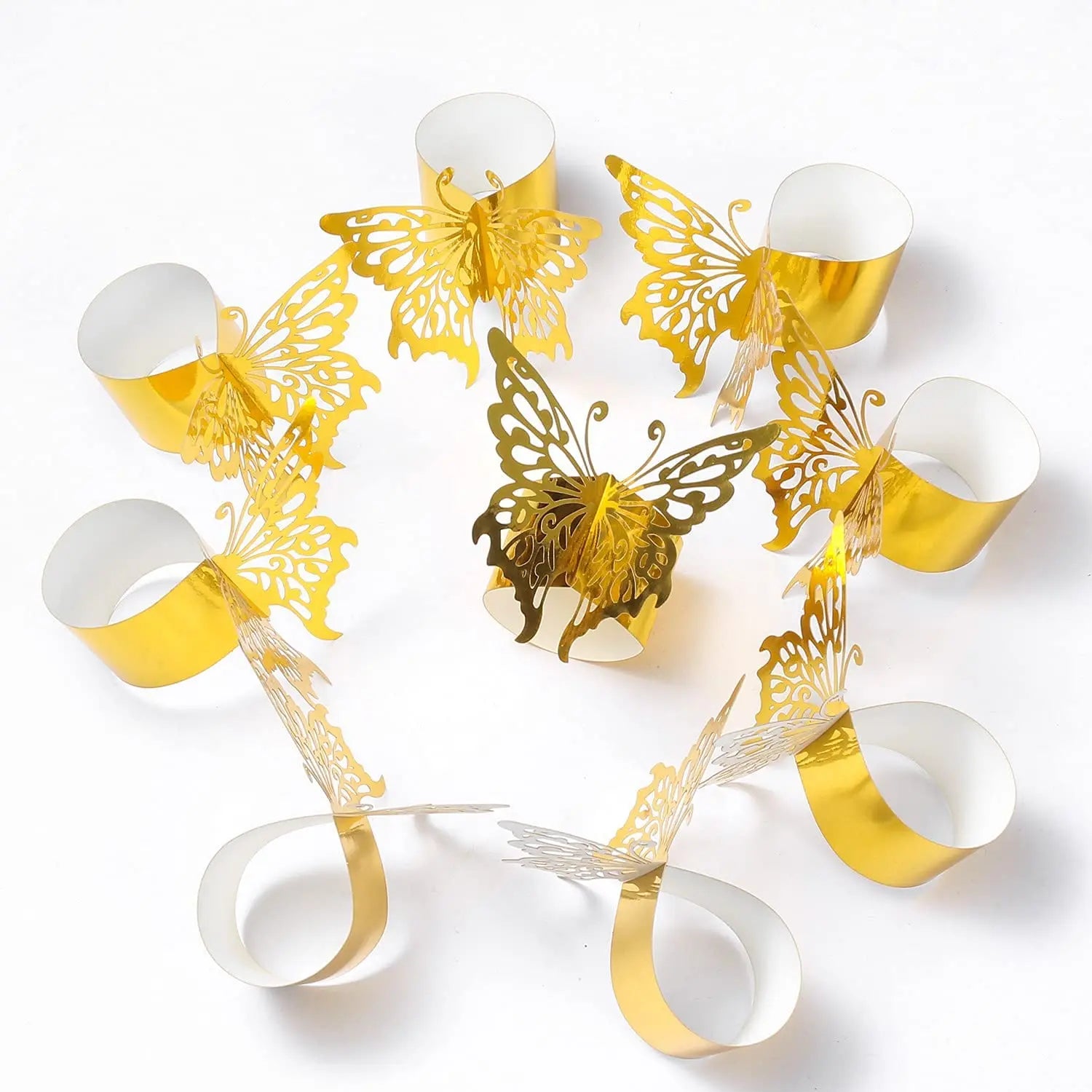 Laser Cut Luxury Butterfly Napkin Ring Disposable Paper Napkin Holders for Restaurant Table Decoration
