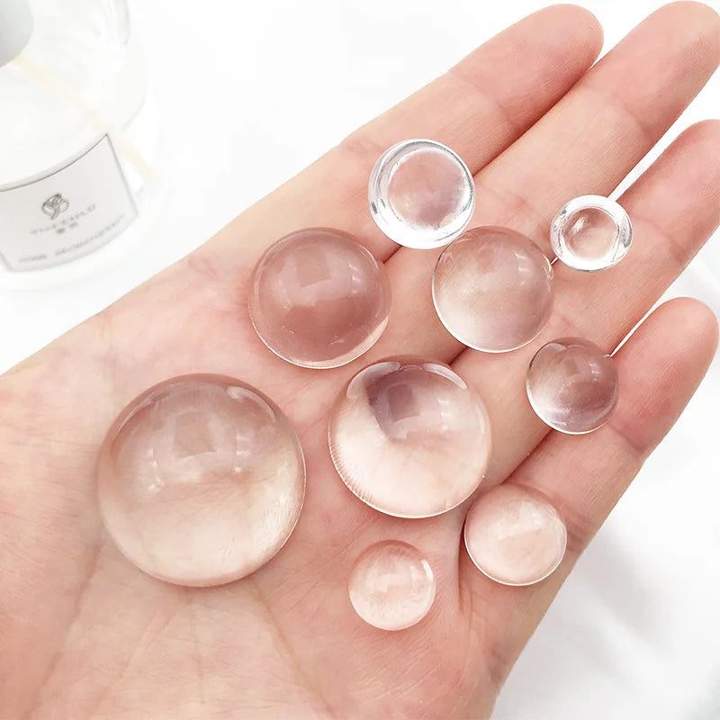 20mm 25mm Round Heart Jewelry Finding Flat Back Transparent Clear Glass Cabochon Cameo for Diy Jewelry Making