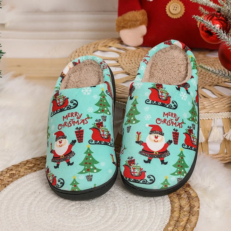 2023 New Christmas Moose Plush Slippers Soft Winter Cotton Slippers with EVA Outsole and Fabric Insole Warm and Affordable