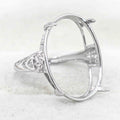 Sterling Silver 17*22mm Semi Mount Ring Empty Frame Blank Support Claws Setting S925 Base Holder Without Center Stone for Inlay
