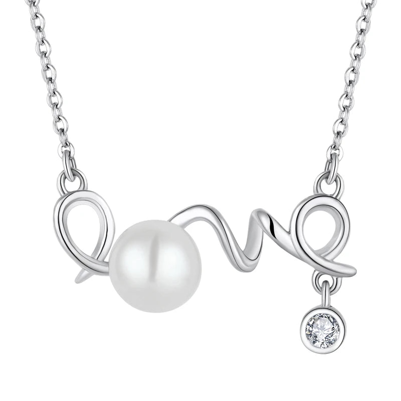 Wholesale Custom Trendy Women Rhodium Plated 925 Sterling Silver Real Dainty Natural Pearl Necklace With Fresh Water Pearl