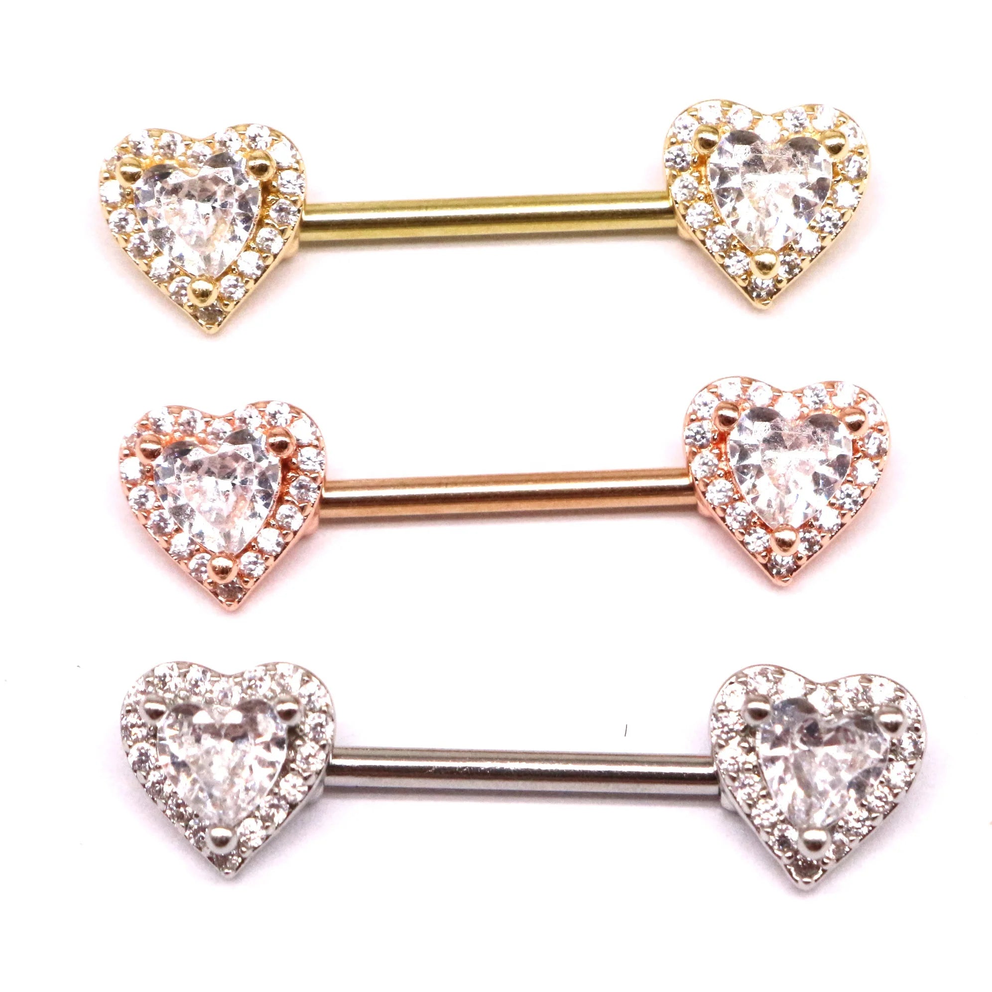 Gaby Stainless Steel Nipple bar Clear Zircon Heart Shape Nipple Ring  Blingbling Piercing Jewelry