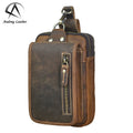 Andong Leather New Waist Pack for Men Crazy Horse Leather Small Belt Bag with Hook Casual Shoulder Bag Capacity Crossbody