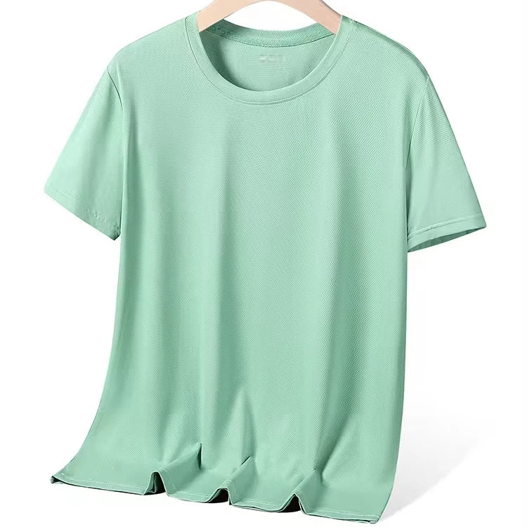 Women's Summer Ice Silk Sports T-Shirt Quick-Drying Casual Solid Pattern O-Neck Breathable Custom Logo Blank T Shirts