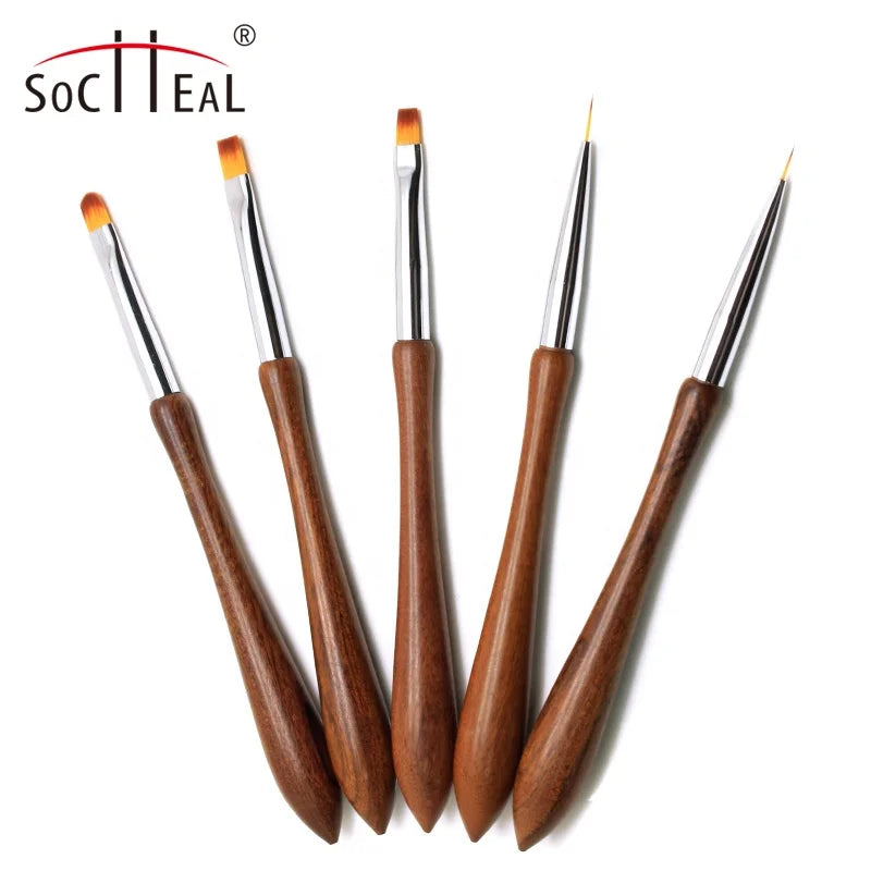 Nail Pen Japanese Style Set Walnut Flat-tip Drawing Universal Nail Art Liner Oval Light Therapy Professional Use