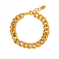 Hiphop 18K Gold Plated Cuban Link Chain Bracelet Stainless Steel Curb Cuban Chain Bracelet for Couple