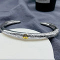 Hiphop Vintage Personalized Creative Tang Grass Pattern S925 Silver Punk Premium Bracelet Men Bangles