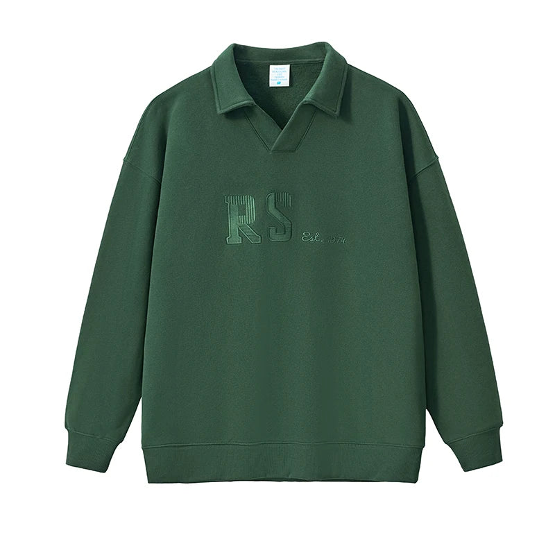 Custom Fleece Vintage Heavy Weight Turn-down Collar Polo Unisex Men's Hoodies Sweatshirt