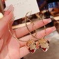 Women's Trendy Minimalist Metal Heart Hoop Earrings Gold Plated & Silver Dangle Statement Party Fashion Love Jewelry
