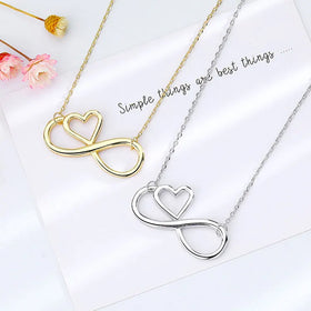 Fashion Hollow Infinity Sign Necklace Romantic Gold Silver Plated Infinite Love Heart Pendant Necklace Valentine's Day Gifts